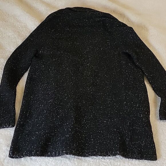 Vince duster sweater with pockets wool silk cashmere blend black donegal sz XS - Picture 2 of 8